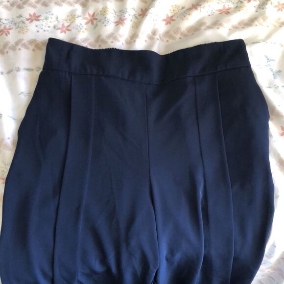 Zara Basic Pleated Wide Leg Pants Size S Gently used Navy - Picture 3 of 6